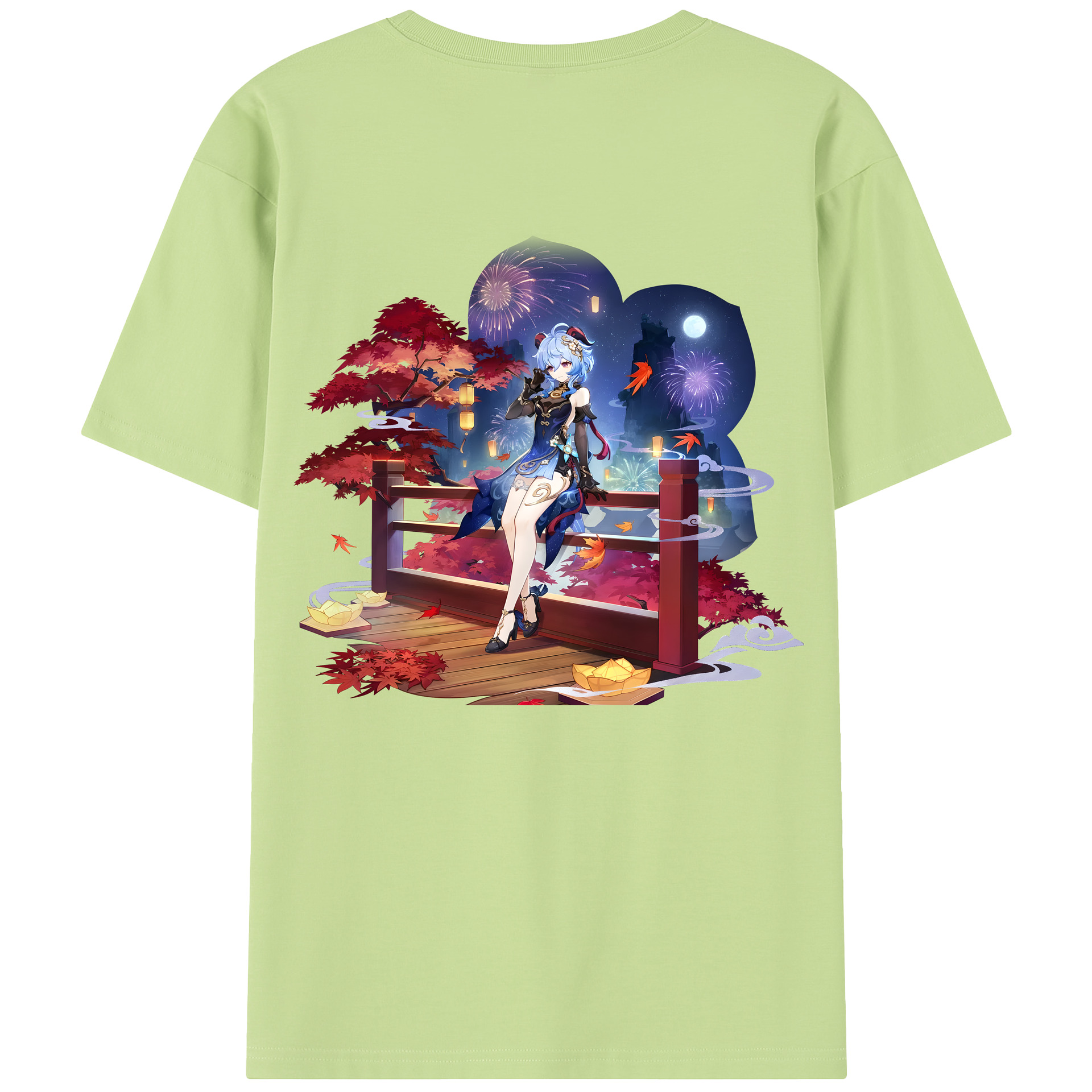 げんし神 甘雨 かんう genshin Ganyu 綿100％半袖Tシャツ（背面プリント）